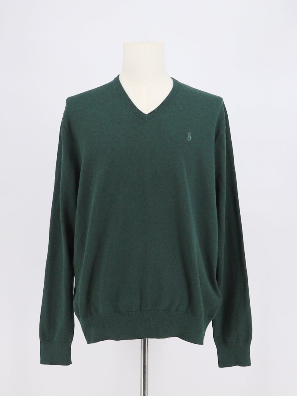 NWT POLO RALPH LAUREN Pima Cotton V-Neck Sweater in Dark Forest Green Size XL